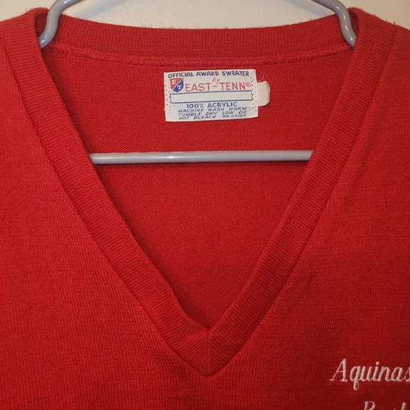Aquinas College Basketball Vintage Official Award Sweater East-Tenn 100% Acrylic - Picture 4 of 9
